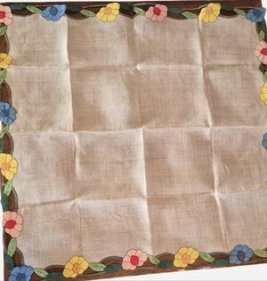 Madeira Portugal Hand Sewn Linen Cutwork Tablecloth